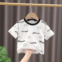 summer boy smiling face pure cotton short sleeve t shirt girl baby thin coat childrens foreign style childrens t shirt