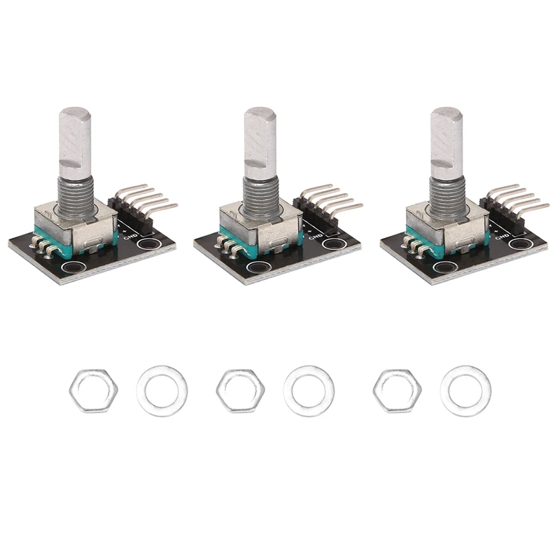 

3Pcs KY-040 Rotary Encoder Module With 15X16.5 Mm Potentiometer Rotary Knob Cap For Arduino