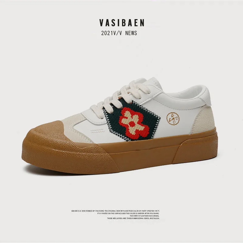 

VASIBAEN Spring Women's White Shoes Ladies' Casual Shoes 2022 New Fashion Big Girls' Student Sneakers PU Board Shoes for Female