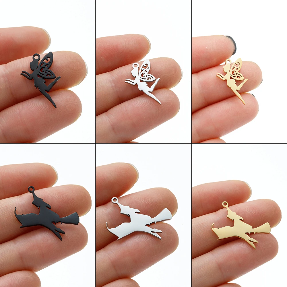 Shuangshuo 5 шт./лот Подвески Сказочный Ангел 18x11 мм подвески из нержавеющей стали для