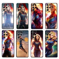 marvel captain marvel for samsung galaxy s22 s21 s20 ultra plus pro s10 s9 s8 s7 5g soft silicone black phone case cover