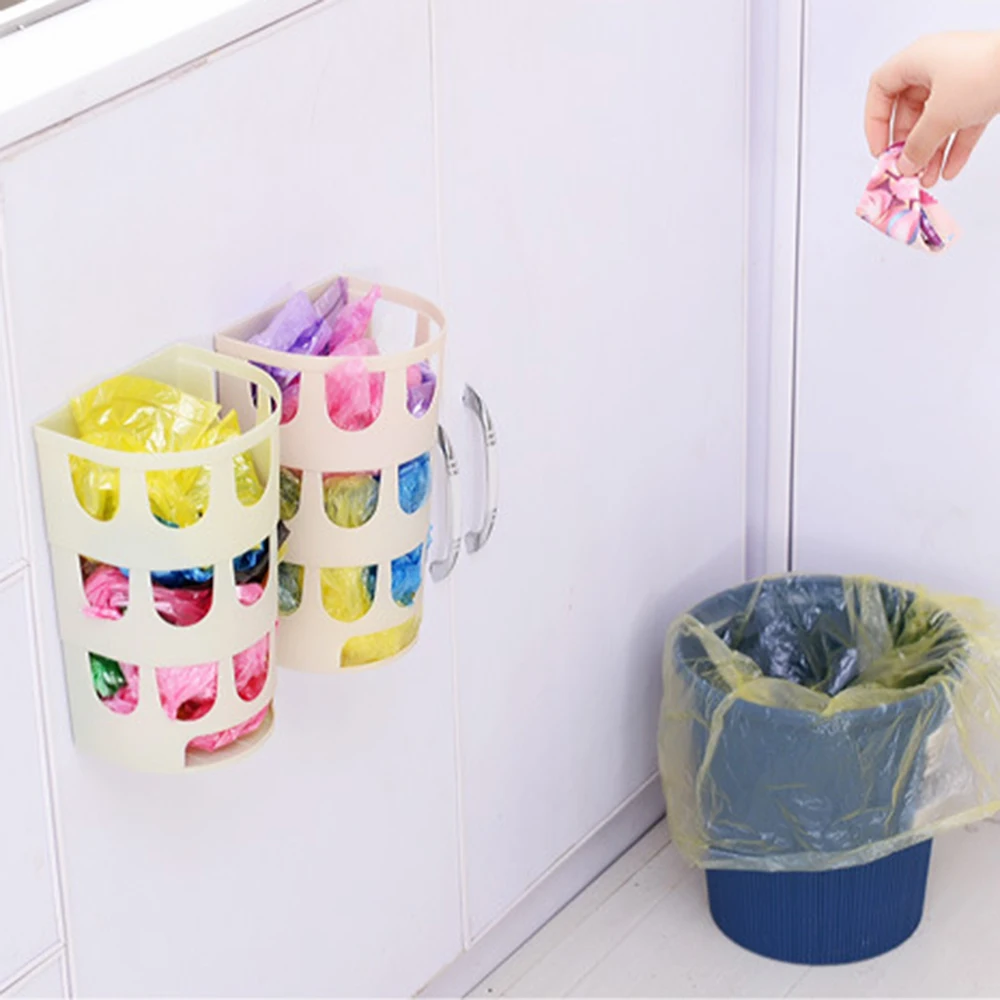 

2022 Hanging Storage Bag Plastic Bag Holder Wall-Mounted Grocery Bag Dispenser For Home Kitchen Bathroom Durable Clutter Boxes