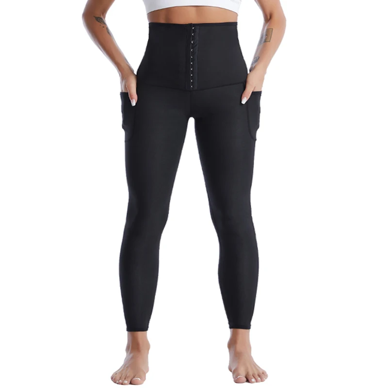 Hot Sweat Sauna Pants for Women High Waist Trainer Slimming Leggings Compression Workout Fitness Body Shaper Thighs With Pocket