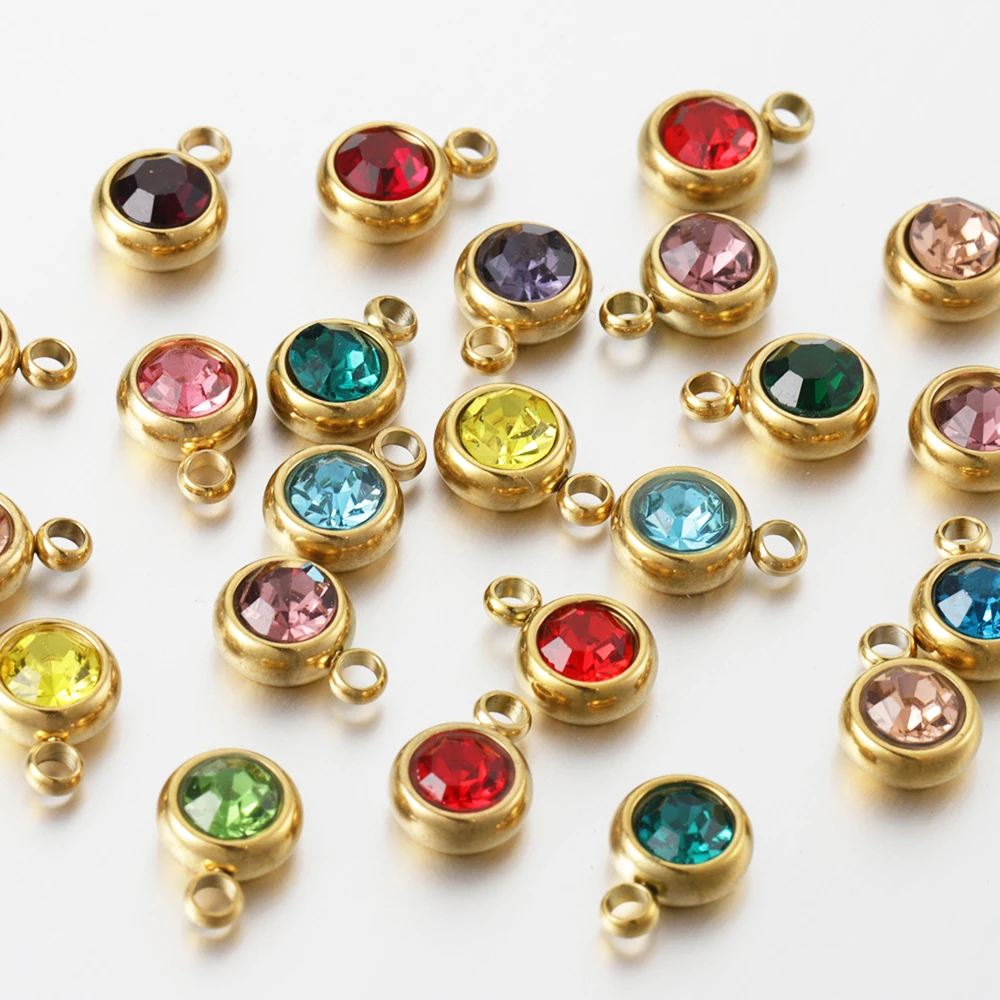 

20pcs 6mm Rhinestone Beads Stainless Steel Gold Color Crystal Charms Pendants for Necklace Bracelet Jewelry Making Charm DIY