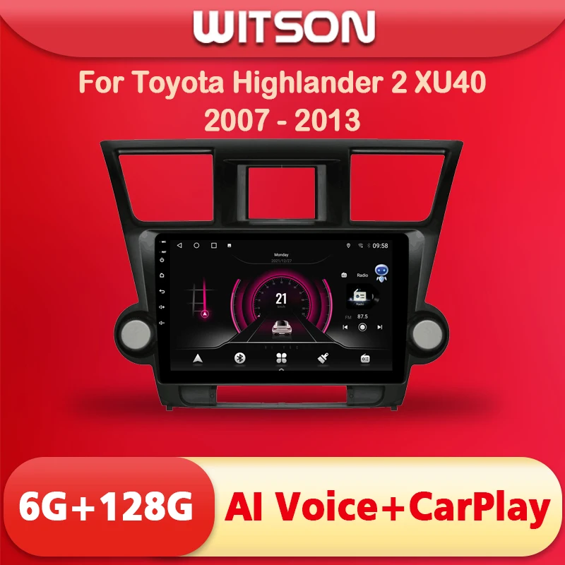 WITSON 9 дюймов Android 11 AI VOICE 1 Din in Dash Car radio для Toyota Highlander 2 XU40 2007 2008 2009 2010 2011 2012 2013 Player |