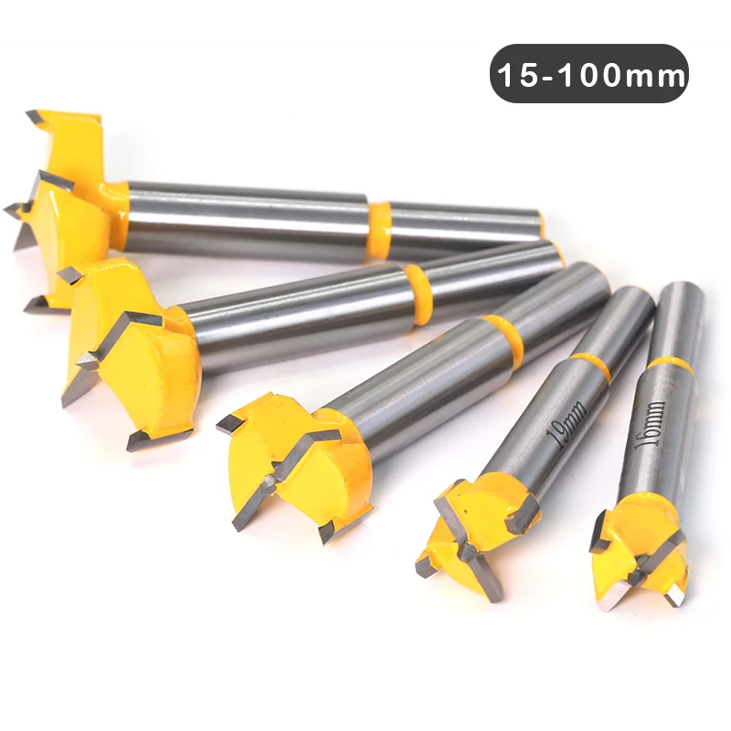 

1pcs 15mm-100mm Forstner tips Wood Woodworking tools Hole Saw Cutter Hinge Boring drill bits Round Shank Tungsten Carbide Cutter