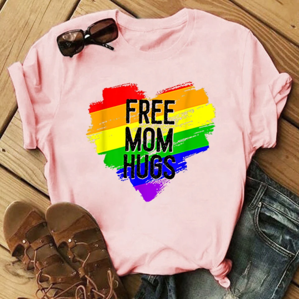 Футболка женская с рисунком Мама обнимает модный топ в Корейском стиле Харадзюку