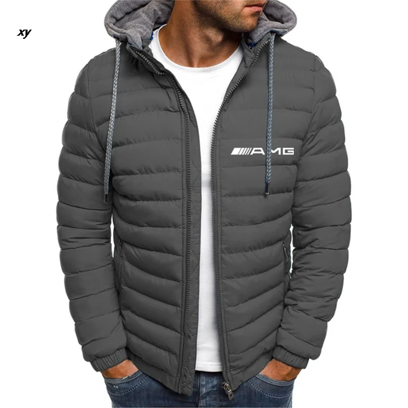 

New 2022 Zipper Casual Men's AMG Coats Warm Thick Comfortable Decal Jackets Casual Hooded Overcoats Brand Clothing