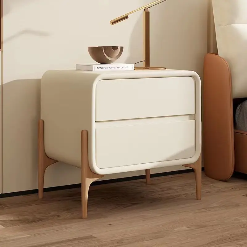 

Cream Style Design Bedside Table Cabinet Simple Modern Bedroom Solid Wood Small Nightstand Storage Criado Mudo Library Furniture