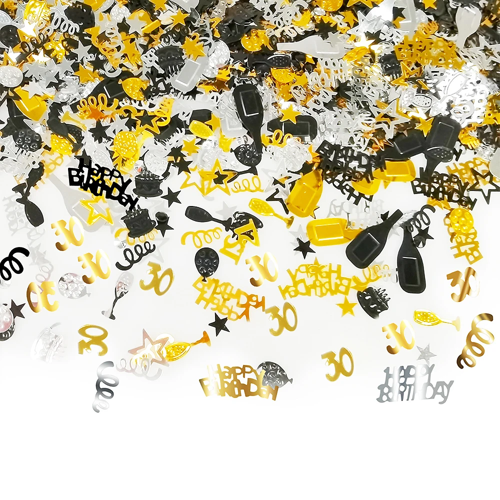 

30g Black Gold Happy Birthday Number Confetti Table Scatter 18 21 30 50 60 Confettis Birthday Wedding Anniversary Party Decors