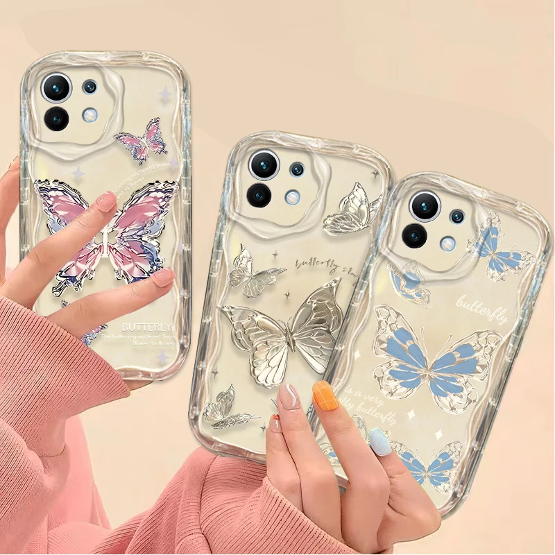 Мягкий чехол с блестящей металлической бабочкой для Xiaomi 14T 13T 12T 13 12 11 11i Lite 5G 10T POCO X5 X6 Pro X3 NFC X4 GT F3 F4 F5 F6 M6 M5S (art.: 3920cb99a437d) - 3920cb99a437d