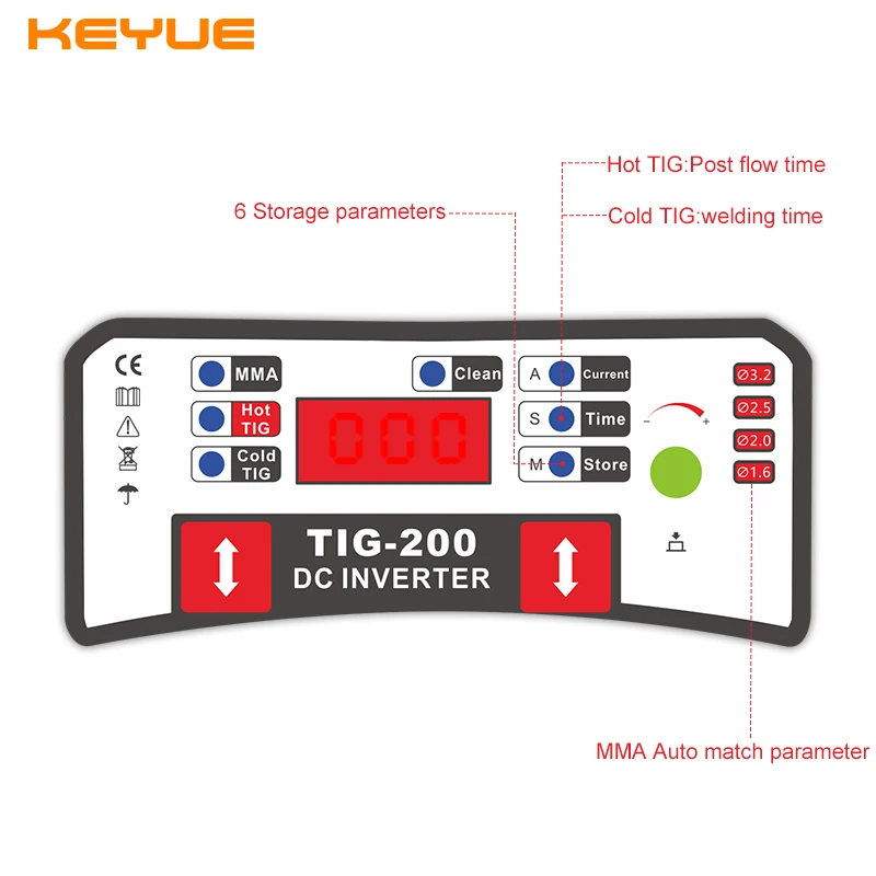 Ключевой домашний холодный сварочный аппарат TIG 220V с инвертором холодной сварки DC цифровым дисплеем IGBT аргоновой дугой сварщика включен.