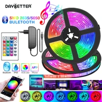 daybetter bluetooth led strip lights 5050 5m 10m rgb strip led lights flexible ribbon stripe dc 12v rgb diode tape with adapter