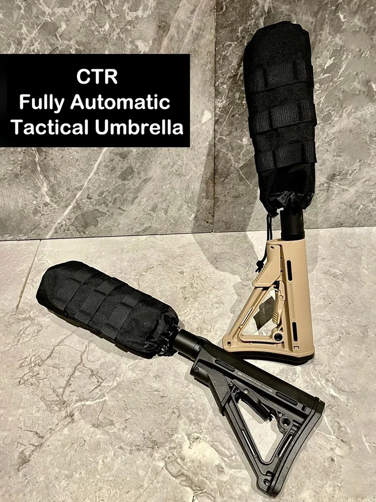 

CTR Fully Automatic Umbrella Men's Creative Tactical Umbrellas Windproof Black Coating UV Protection Parasol Collectibles Gifts