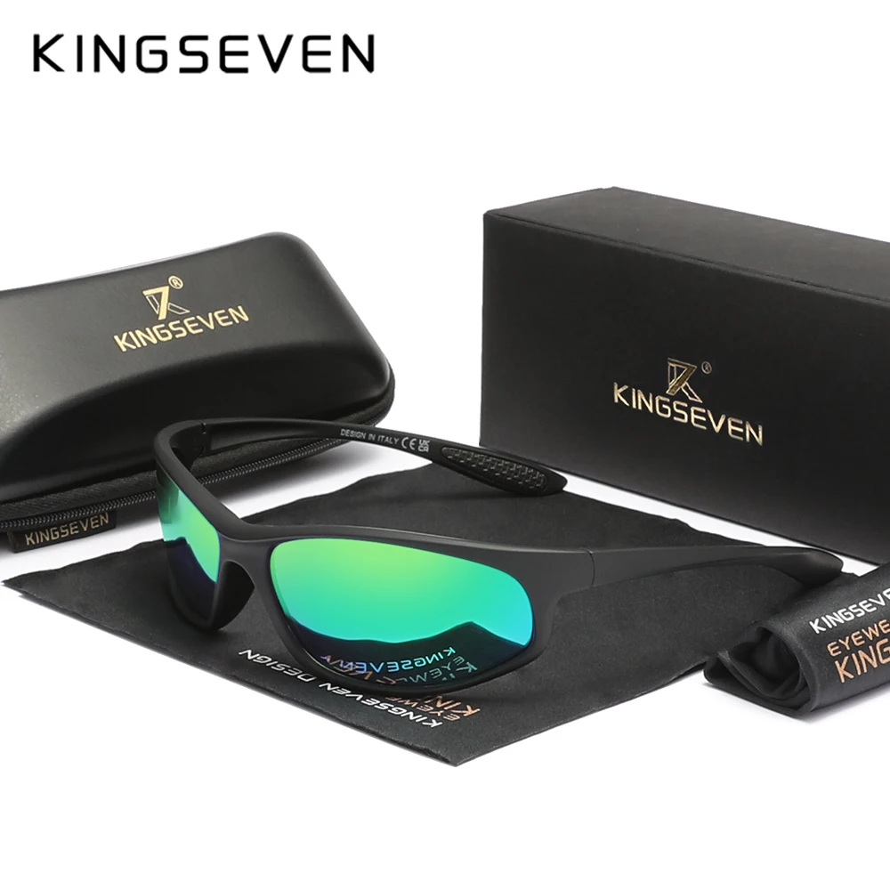 Фото Солнцезащитные очки KINGSEVEN поляризационные для мужчин и женщин, зеркальные аксессуары для спорта и верховой езды, с защитой UV400, с противоскользящим покрытием №1