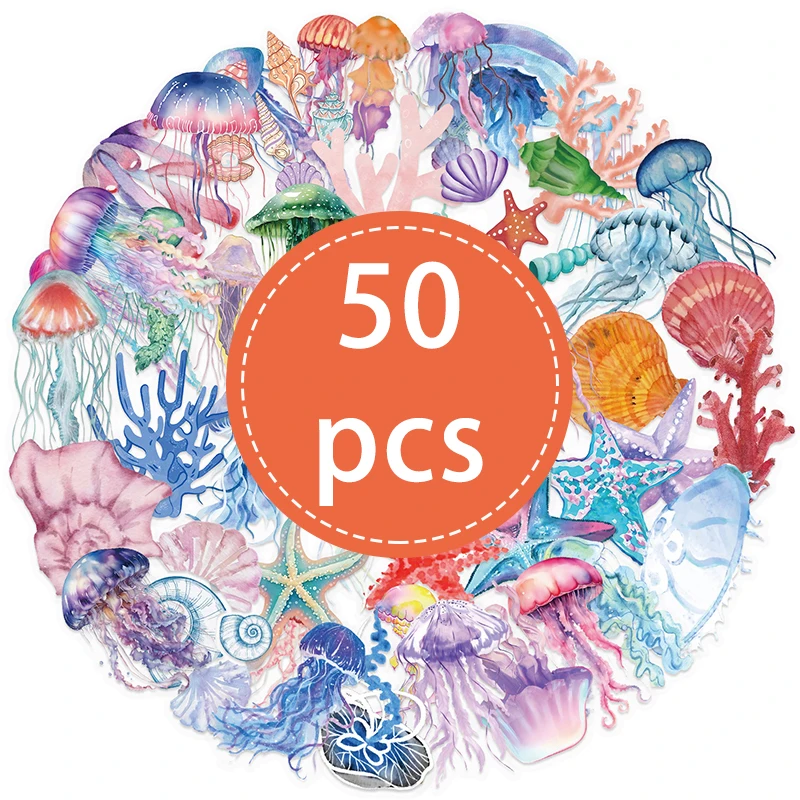 

Голографические наклейки с медузами 50 шт