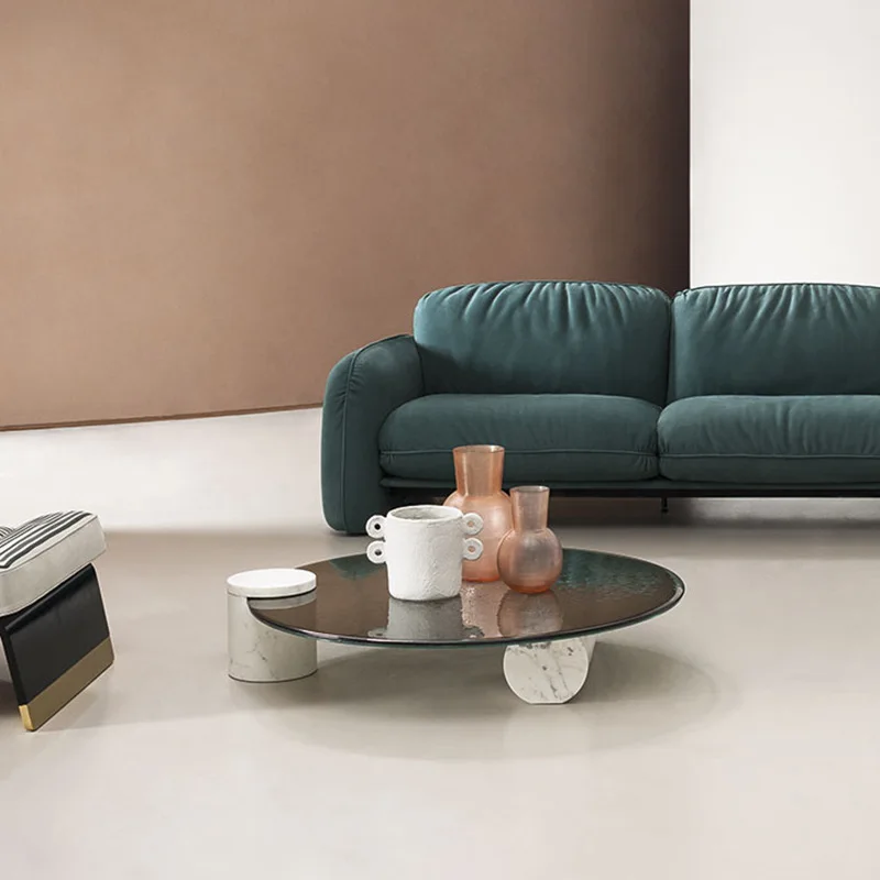 

Italian light luxury Baxter glass coffee table modern water ripple designer high sense living room round several