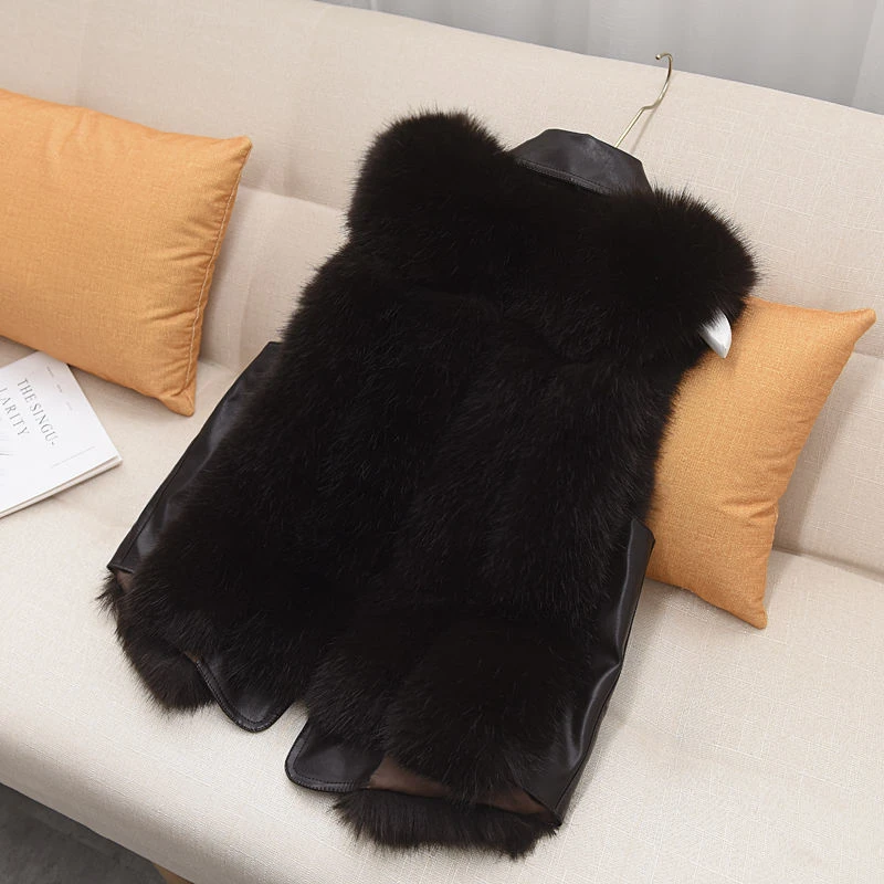 Faux Fur Vest 2023 Autumn and Winter Fashion Thickening Imitation Fox Fur Vest Women's Warm Casual Stitching Women's Vest Vest