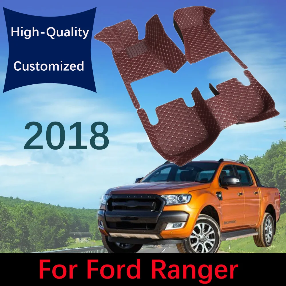 Купи Custom Leather Car Floor Mats For Ford Ranger 2018 Automobile Carpet Rugs Auto Foot Pads Interior Car Accessories за 1,920 рублей в магазине AliExpress