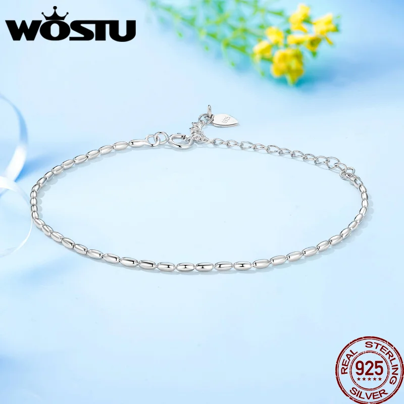 Женские классические браслеты-цепочки WOSTU из стерлингового серебра 925 пробы с