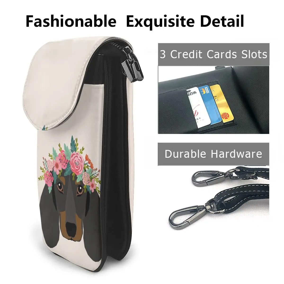 Такса с цветочной короной сумка на плечо цветком многоразовые кожаные уличные