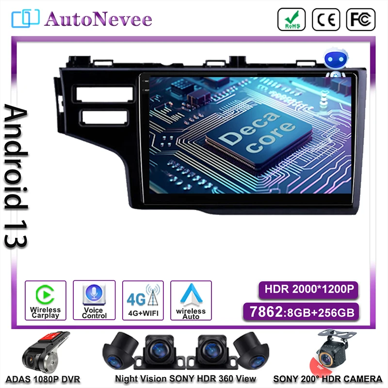 For Honda Jazz 3 2015-2020 Android13 NO 2DIN for Fit 3 GP GK 2013-2020 LHD Radio Stereo Multimedia Car Player GPS Navigation DVD