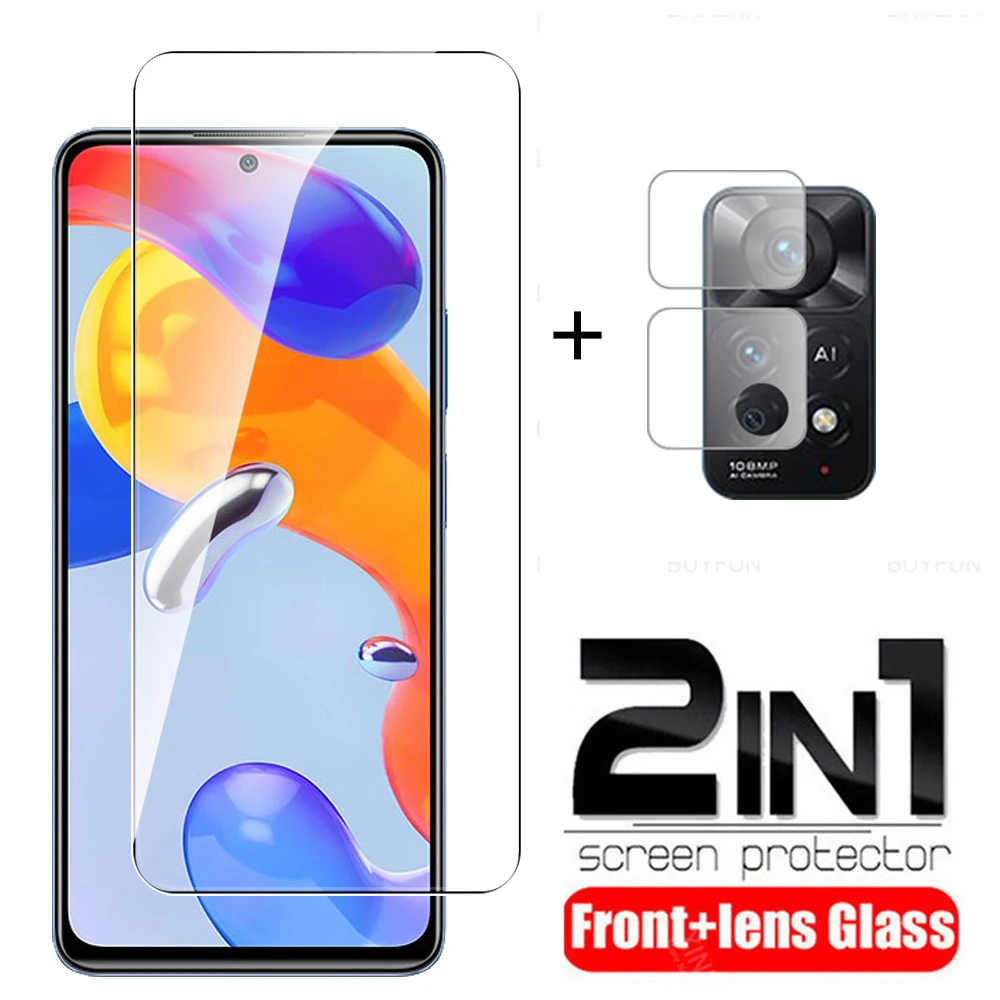 Чехол 2 в 1 из закаленного стекла для Xiaomi Redmi Note 11 Pro 5G Защита экрана 4G 11S защитная