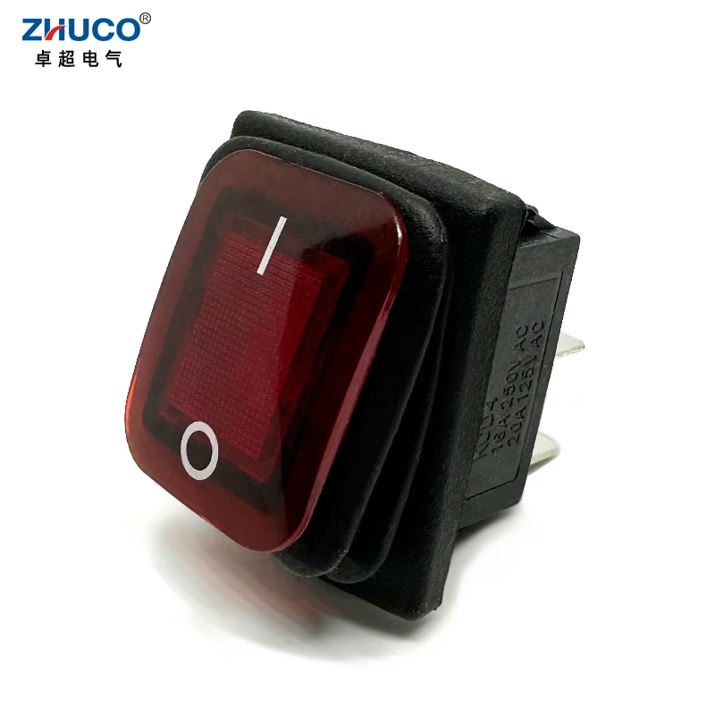 

1PC KCD4-201NF-4P-R 220V Red LED ON-OFF 4 Pins DPST Snap-in Waterproof Sealed Power Rocker Switch 15A/250VAC 28X21mm Mounted