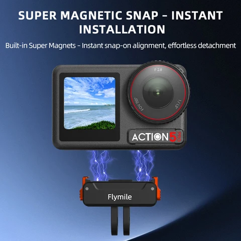 Магнитный быстроразъемный адаптер Flymile для DJI Osmo360/Action 5 Pro, аксессуар, удлинительный кронштейн с двойным концом