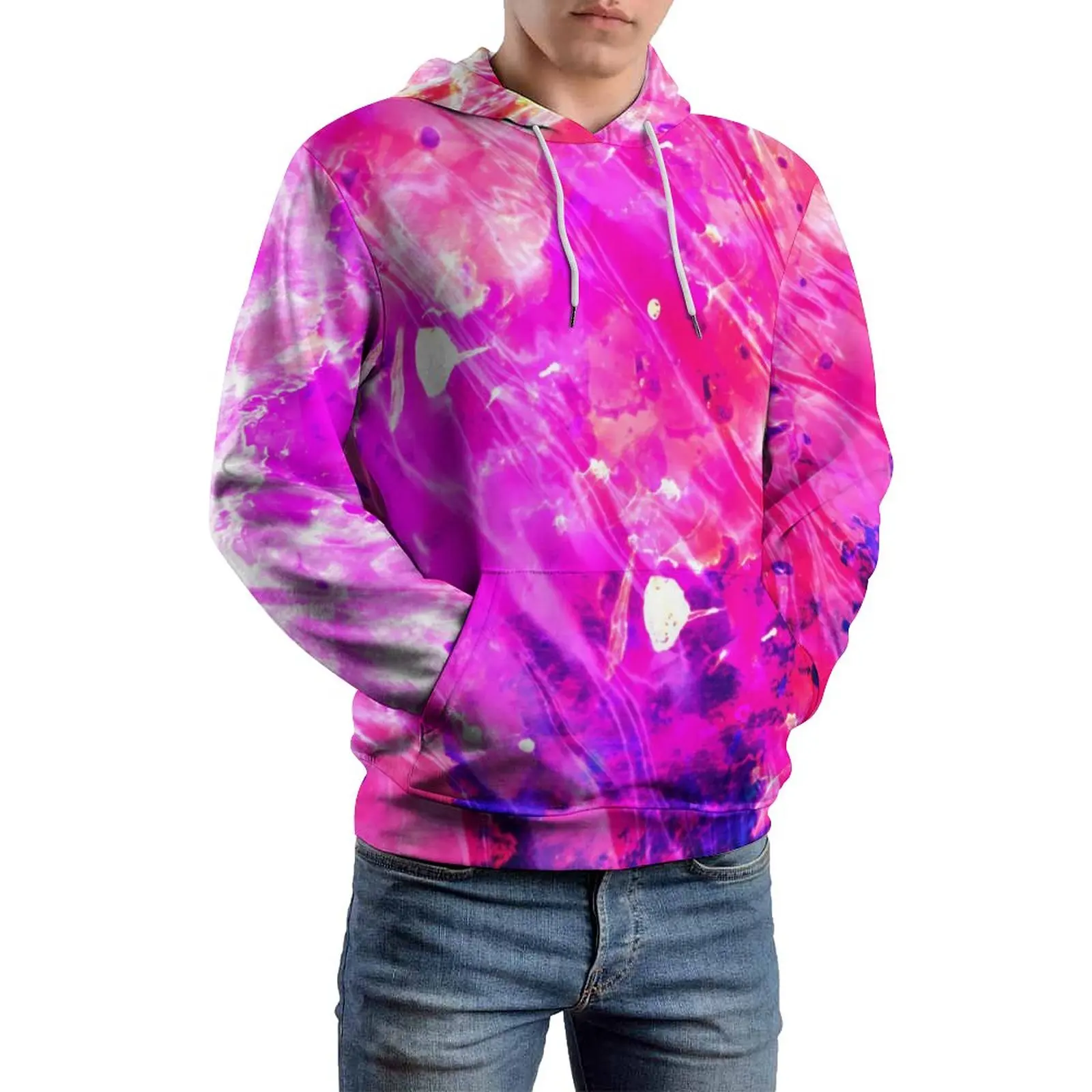 

Neon Space Galaxy Loose Hoodies Colorful Abstract Y2k Hoodie Men Long Sleeve Oversize Street Style Graphic Sweatshirts