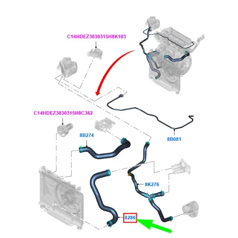 DN 3215185 Нижний водяной шланг охлаждающей жидкости радиатора для Ford Fiesta 1.5 2013 детали