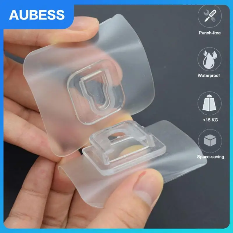 

1/5/10/50 Pairs Double Sided Adhesive Wall Hooks Wall Hanger Transparent Suction Cup Sucker Hook Double-Sided Multi-Purpose Hook