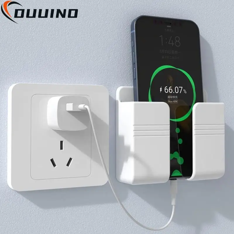 

Wall Mobile Phone Holder Plug Phone Charging Stand Remote Control Storage Box Bracket Punch-Free Mounted Organizer Holders