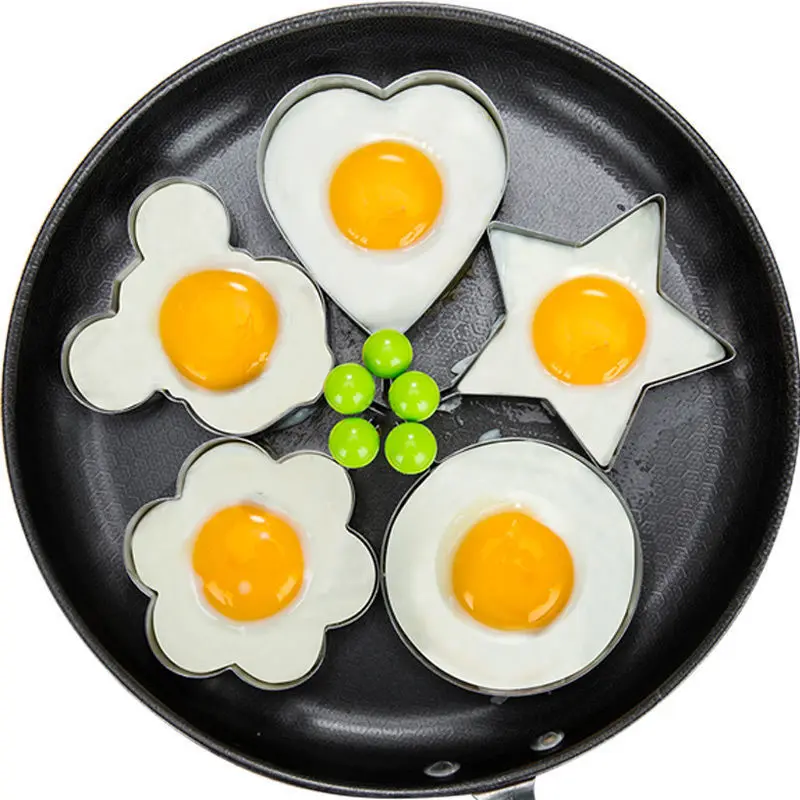 

5PCS Stainless Steel Fried Egg Pancake Shaper Omelette Mold Mould Frying Egg Cooking Tools Kitchen Accessories Gadget Rings