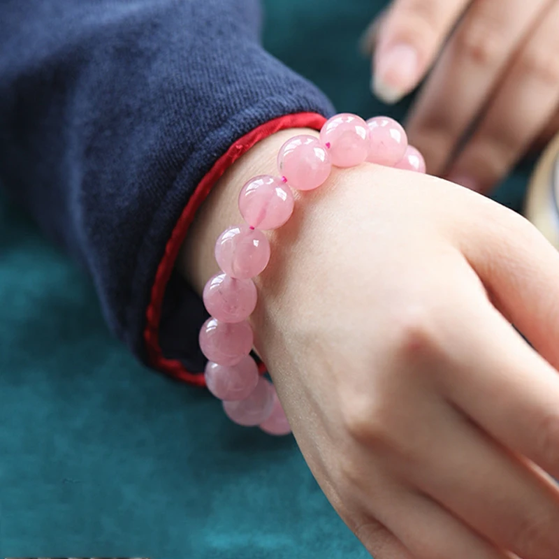 Браслет из натуральных розовых кристаллов Мадагаскарский гибискус одиночный