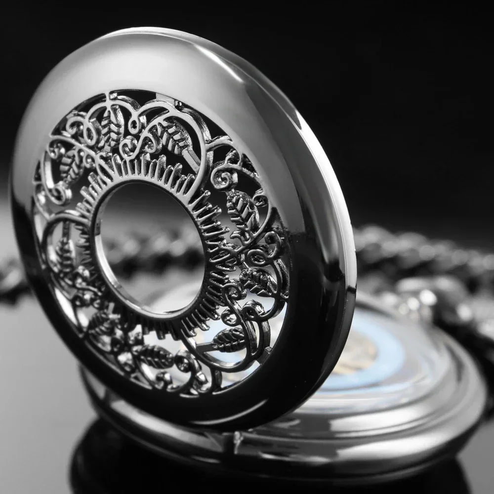 Черные ретро механические карманные часы для мужчин и женщин FOB ручной ветер