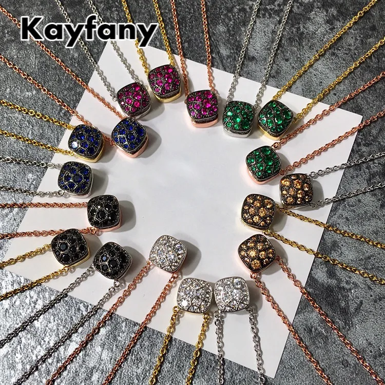

Pomellato Honeycomb Pendant Necklace Candy Style 6 of Color Zircon Crystal Pendants Necklace for Women Fashion Jewelry Gift