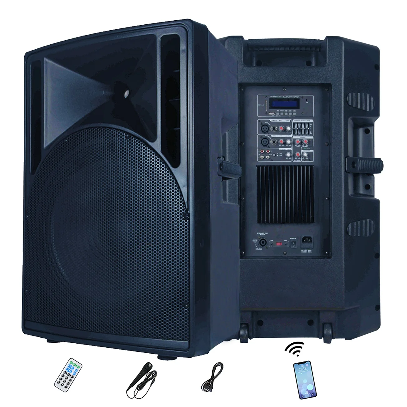 

900W 18" Active Subwoofer speaker PA Sound System DJ box wireless loudspeaker BT+TWS+Mic+RC+Karaoke sets+LED+ECHO Bocina Parlant