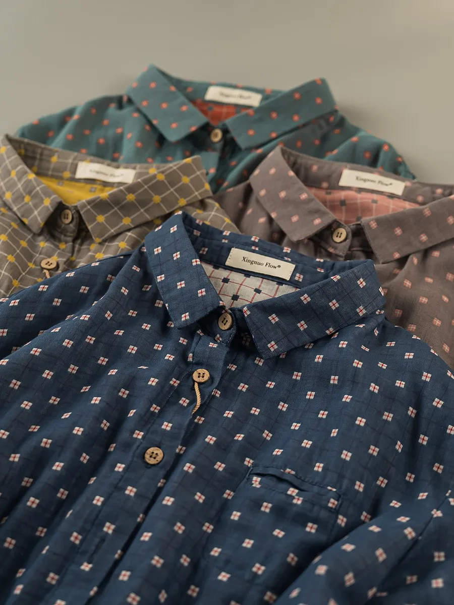 Lamtrip винтажная женская повседневная рубашка в горошек из мягкой двухслойной