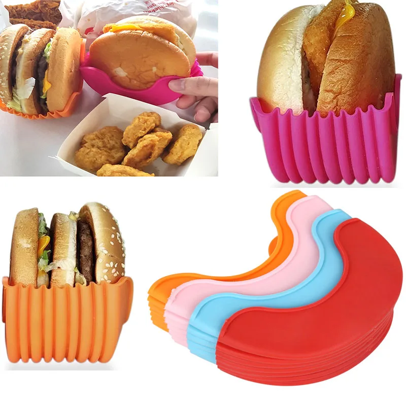 

Многоразовые держатели для бургеров, антигрязные руки, силикагелевый держатель для сэндвичей, коробка, пресс для говядины, Патти, плавкий, г...