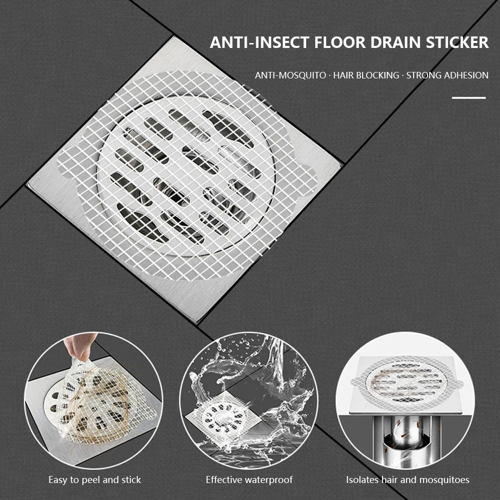 

10pcs Drain Stopper Cover Sink Strainer Disposable Sewer Anti-Block Filter Waterproof Adhesive for Bathroom Bathtub Kitchen Sink