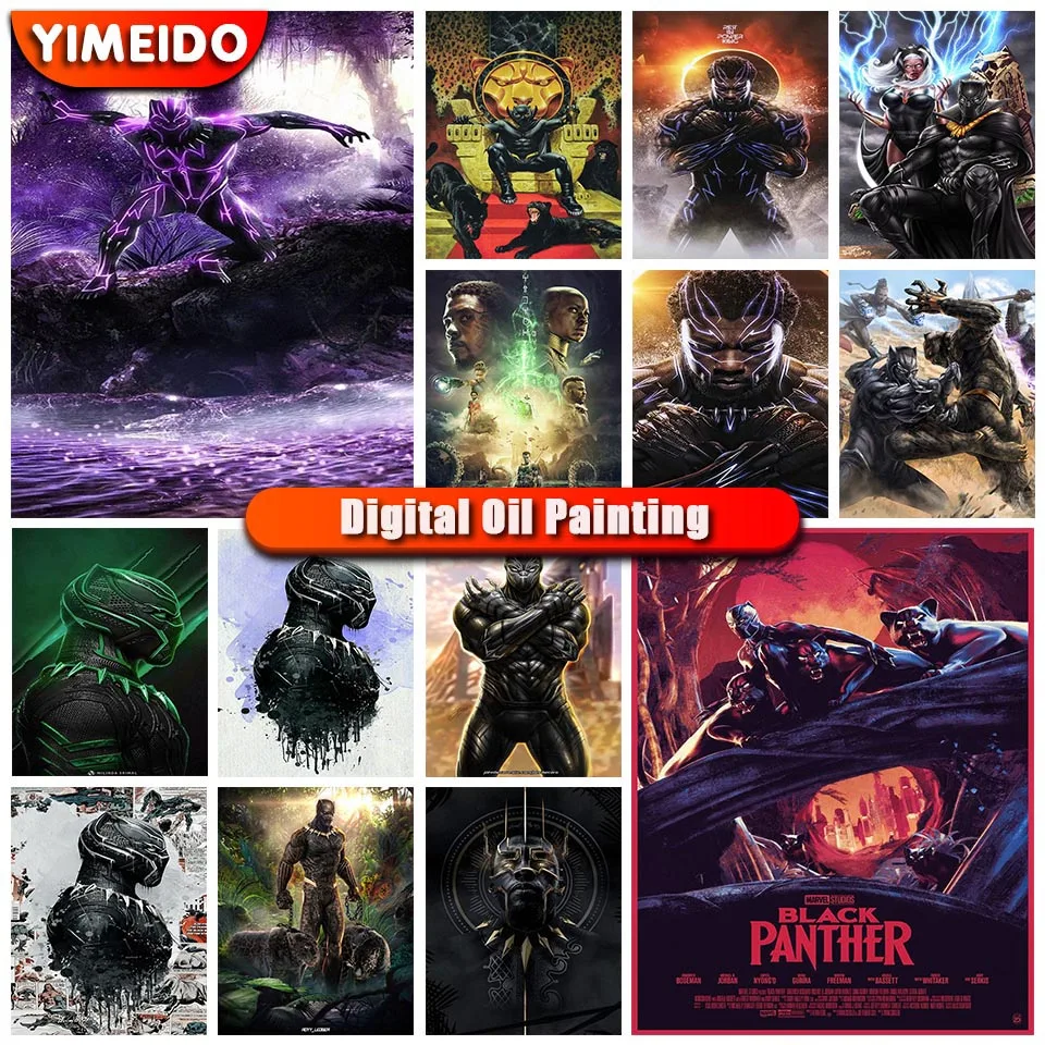 

Disney Painting By Numbers Marvel Black Panther On Canvas Diy Kit For Adults Drawing Acrylic Oil Picture By Numbers cartoon