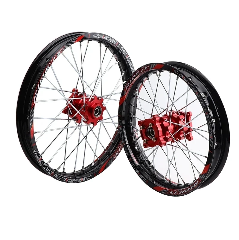 

Передний 1,40x14 задний алюминиевый обод колеса 1,85x12 дюймов со ступицей с ЧПУ 12/14 дюймов, черный 15 мм для грязевого велосипеда KAYO HR-160cc TY150CC