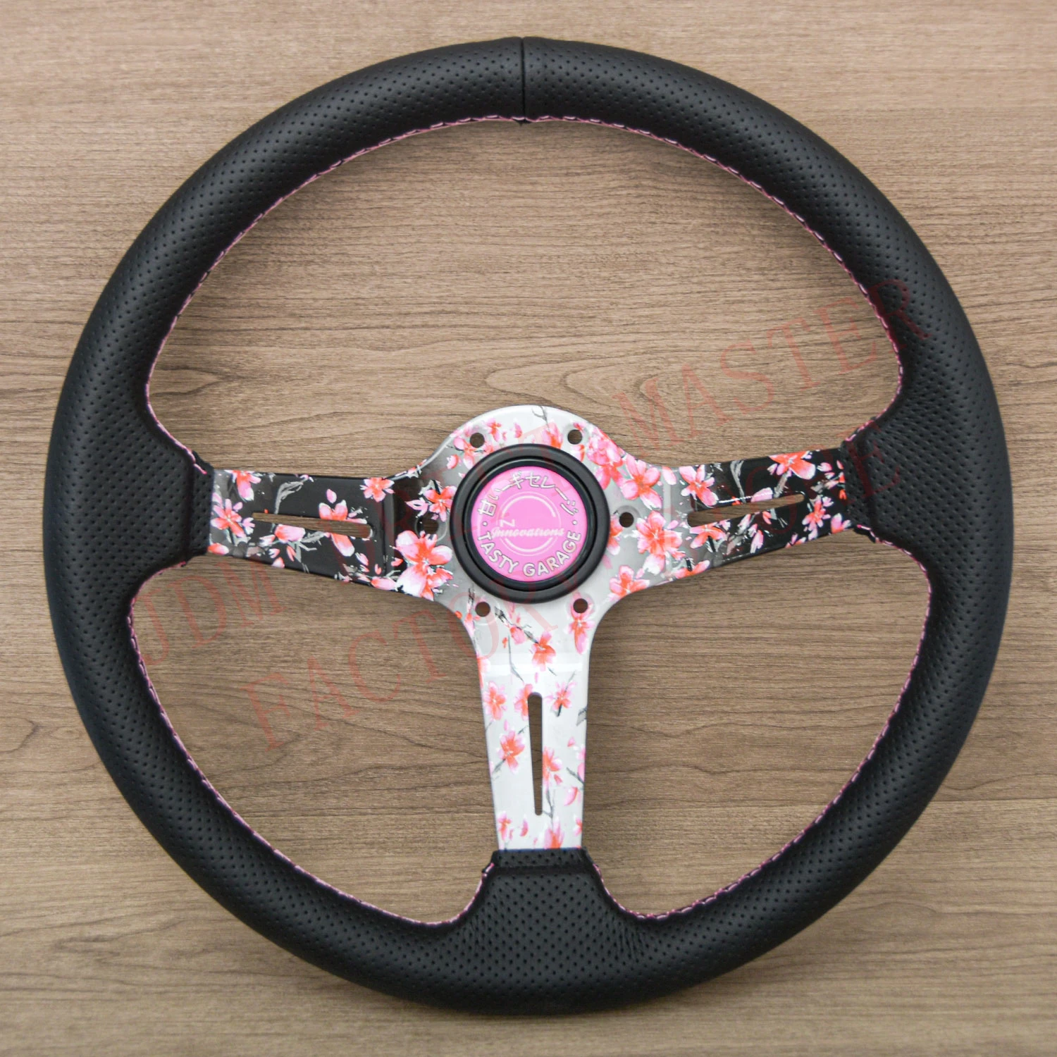 Универсальный 14-дюймовый перфорированный кожаный руль JDM Drift Flower Sim Racing