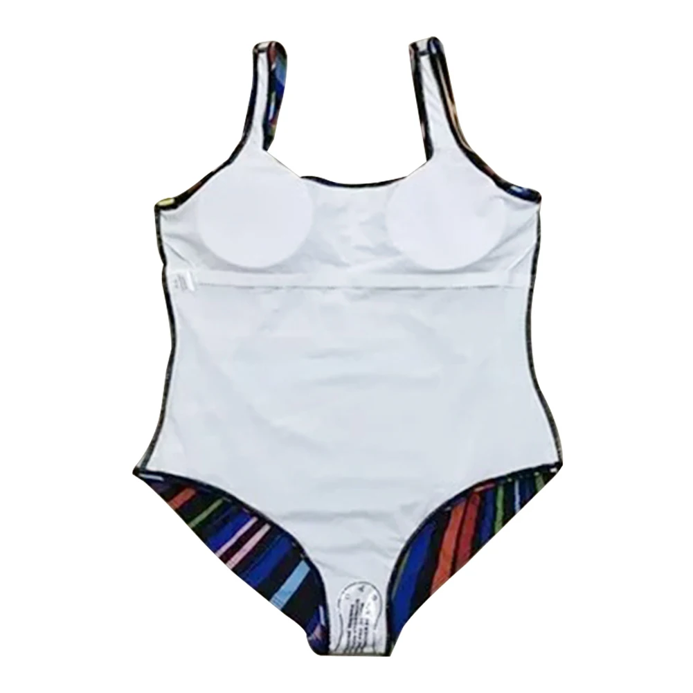 

Women Soft Padded Swimsuit Outdoor Pool Party Summer Bathing Costume Fashion Sleeveless Beach Sexy Rainbow Striped