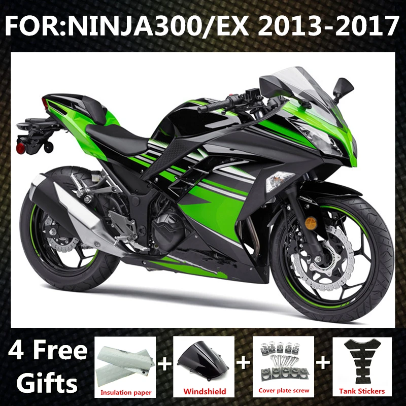 

New ABS Motorcycle Fairing kits Fit for ninja 300 ninja300 2013 2014 2015 2016 2017 EX300 ZX300R fairings kit set green black