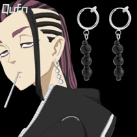 anime tokyo revengers earrings black lucky beads figure imaushi wakasa cosplay drop earring for women men jewelry accessories