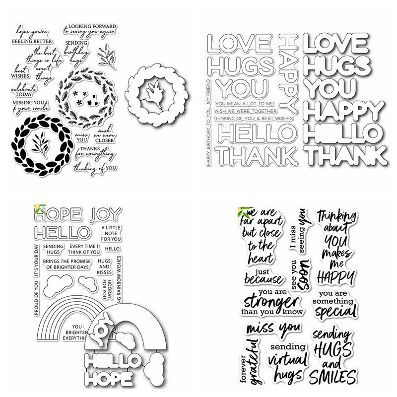 Прозрачный штамп и высечка Rainbow Days Lingo для создания украшений скрапбукинга |