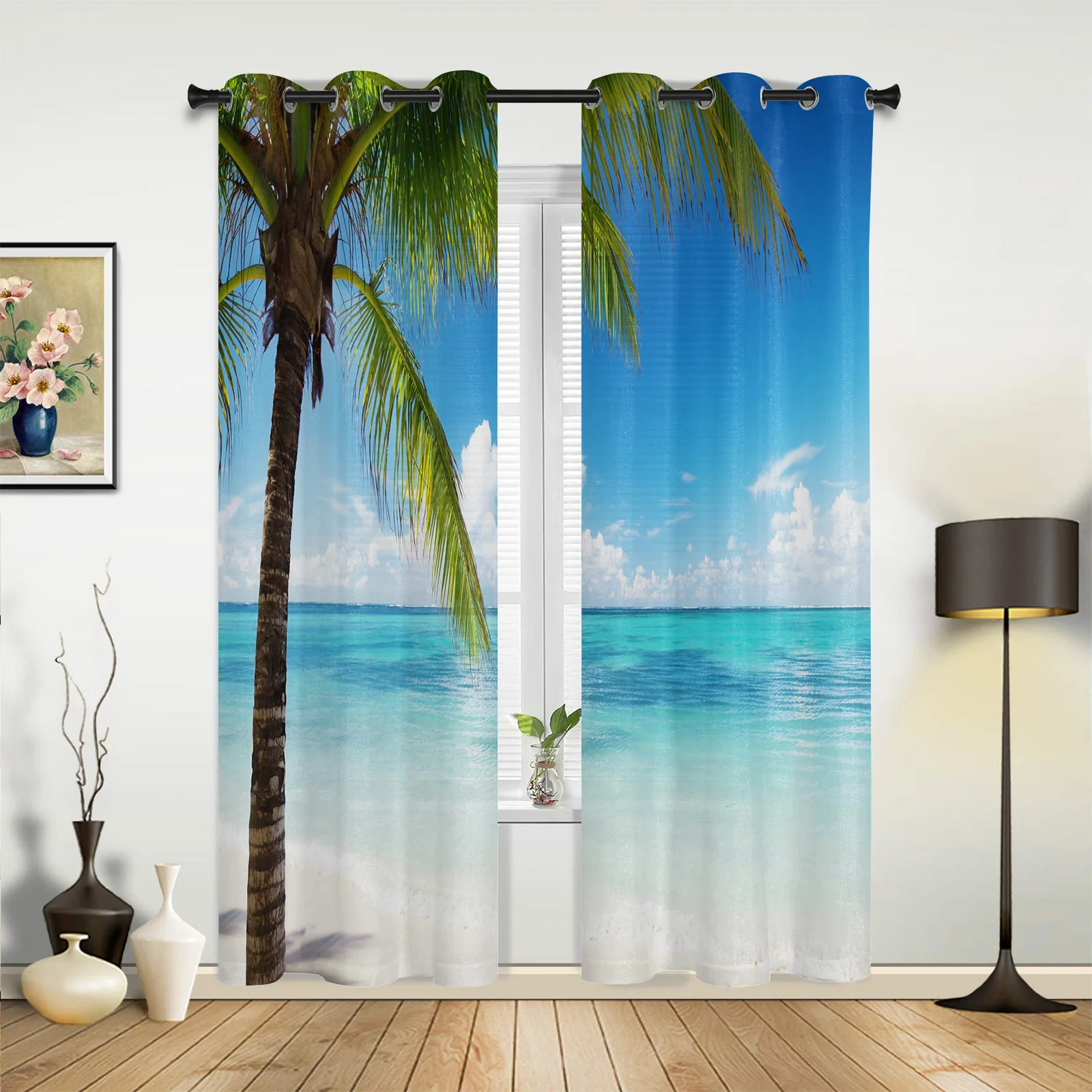 

Beach Coconut Palm Tree Curtains for Bedroom Living Room Drapes Kitchen Children's Room Window Curtain Modern Home Decor