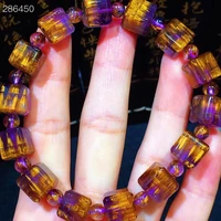 10 3mm natural cacoxenite auralite 23 purple rutilated quartz bracelet clear cube beads bangle for women men aaaaaa